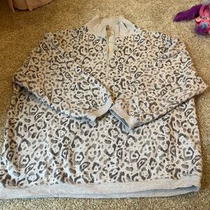 Aerie cheetah mock neck quarter zip sweatshirt